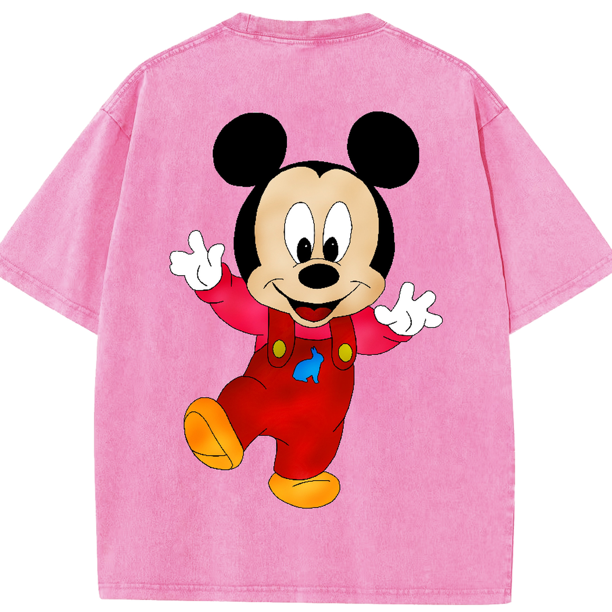 （画像用） ミッキーマウス Mickey Mouse 綿100% ヴィンテージ風 半袖Tシャツ（背面プリント）